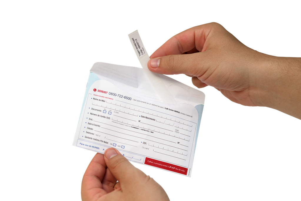 Envelope de triagem neonatal. Foto: Bruna Carvalho.